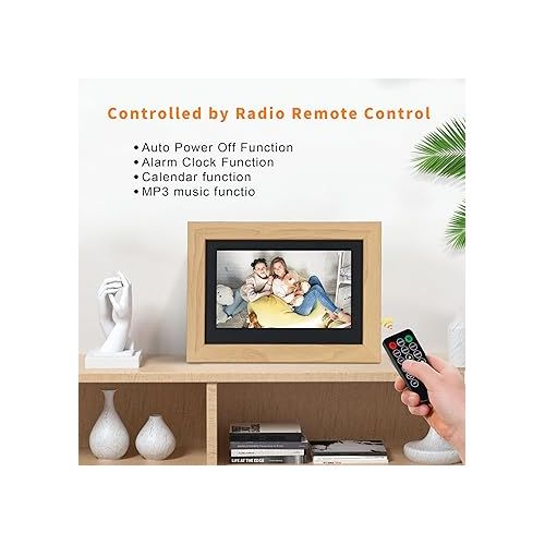  7-inch Digital Photo Frame, 4 Windows Slideshow, 1280x800 High Definition IPS Screen, Remote Control, Play Photos/Music/Videos Using USB/SD Card, Display Calendar, 2024 Mahogany,Non-WiFi