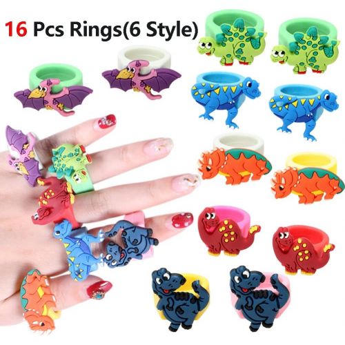  Golray 56 Pcs Dinosaur Party Favors Dinosaur Keychains Stickers Rings Bracelets Toys Prizes Gift Carnivals for Kids Boys Birthday Party Favor Goodie Bag Fillers Dinosaur Party Supplies