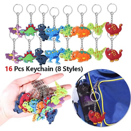  Golray 56 Pcs Dinosaur Party Favors Dinosaur Keychains Stickers Rings Bracelets Toys Prizes Gift Carnivals for Kids Boys Birthday Party Favor Goodie Bag Fillers Dinosaur Party Supplies