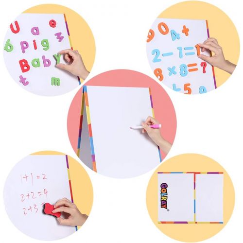  [아마존베스트]Golray Tabletop Magnetic Easel Whiteboard with Eraser, 8 Dry Erase Marker, 124 Magnetic Alphabets Letters Numbers, Homeschooling Supplies Dry Erase White Magnet Board for Kids Educ