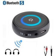 [아마존베스트]Golvery Bluetooth 5.0 Transmitter and Receiver - 2 in 1 Wireless 3.5mm Aux Bluetooth Audio Adapter - aptX Low Latency, Enjoy HiFi Music - for Home TV, PC, Headphones, Speakers & Ca