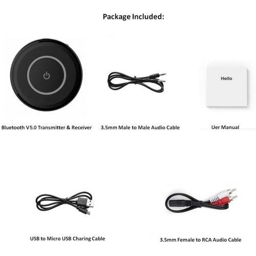  [아마존베스트]Golvery Bluetooth 5.0 Transmitter and Receiver - 2 in 1 Wireless 3.5mm Aux Bluetooth Audio Adapter - aptX Low Latency, Enjoy HiFi Music - for Home TV, PC, Headphones, Speakers & Ca