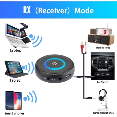  [아마존베스트]Golvery Bluetooth 5.0 Transmitter and Receiver - 2 in 1 Wireless 3.5mm Aux Bluetooth Audio Adapter - aptX Low Latency, Enjoy HiFi Music - for Home TV, PC, Headphones, Speakers & Ca