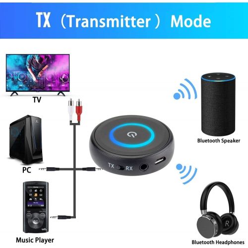  [아마존베스트]Golvery Bluetooth 5.0 Transmitter and Receiver - 2 in 1 Wireless 3.5mm Aux Bluetooth Audio Adapter - aptX Low Latency, Enjoy HiFi Music - for Home TV, PC, Headphones, Speakers & Ca