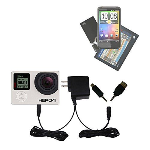  Gomadic Double Wall AC Home Charger Suitable for The GoPro Hero4 / Hero 4 - Charge up to 2 Devices at The Same time with TipExchange Technology