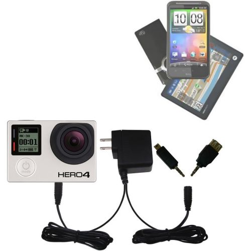  Gomadic Double Wall AC Home Charger Suitable for The GoPro Hero4 / Hero 4 - Charge up to 2 Devices at The Same time with TipExchange Technology