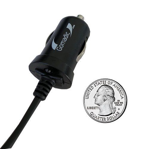  Gomadic Dual DC Vehicle Auto Mini Charger designed for the JVC Picsio GC-FM1 Pocket Video Camera - Uses Gomadic TipExchange to charge multiple devices in your car