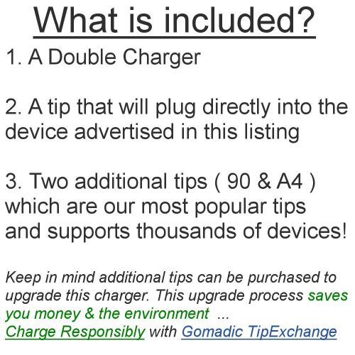  Gomadic Dual DC Vehicle Auto Mini Charger designed for the JVC GC-WP10AUS - Uses Gomadic TipExchange to charge multiple devices in your car