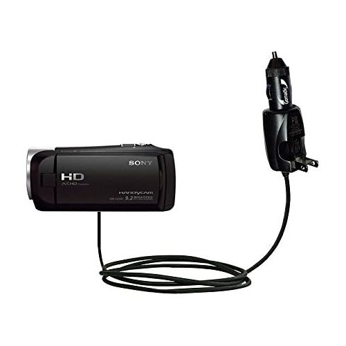  Advanced Gomadic 2 in 1 Auto  Car DC Charger Compatible with Sony HDR-CX405  HDR-CX440 with Foldable Wall AC Charging plug  Amazing design built with TipExchange Technology