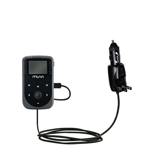  Intelligent Dual Purpose DC Vehicle and AC Home Wall Charger suitable for the Veho Muvi HD VCC-005 - Two critical functions, one unique charger - Uses Gomadic Brand TipExchange Tec