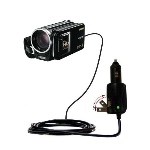  Advanced Gomadic 2 in 1 Auto  Car DC Charger Compatible with Sanyo Camcorder VPC-FH1 with Foldable Wall AC Charging plug  Amazing design built with TipExchange Technology