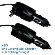 Advanced Gomadic 2 in 1 Auto  Car DC Charger Compatible with RCA EZ229HD Small Wonder Digital Camcorders with Foldable Wall AC Charging plug  Amazing design built with TipExchang