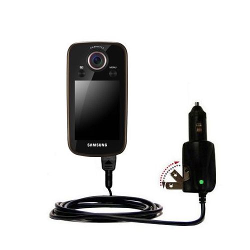  Intelligent Dual Purpose DC Vehicle and AC Home Wall Charger suitable for the Samsung HMX-E10 Digital Camcorder - Two critical functions, one unique charger - Uses Gomadic Brand Ti