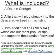 Gomadic Double Wall AC Home Charger suitable for the Panasonic HDC-TM90 Camcorder - Charge up to 2 devices at the same time with TipExchange Technology