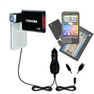 Gomadic Dual DC Vehicle Auto Mini Charger designed for the Toshiba Camileo S30 HD Camcorder - Uses Gomadic TipExchange to charge multiple devices in your car
