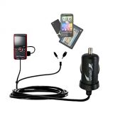 Gomadic Multi Port Mini DC Auto  Vehicle Charger compatible with Samsung W200 Rugged Camcorder - One Charger with connections for two devices using upgradeable TipExchange
