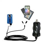 Gomadic Dual DC Vehicle Auto Mini Charger designed for the Philips CAM100 HD Camcorder - Uses Gomadic TipExchange to charge multiple devices in your car