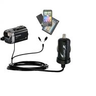 Double Port Micro Gomadic Car / Auto DC Charger suitable for the Panasonic SDR-T70 Camcorder - Charges up to 2 devices simultaneously with Gomadic TipExchange Technology