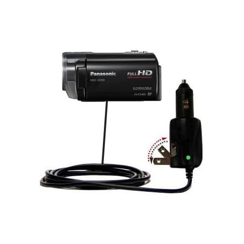  Intelligent Dual Purpose DC Vehicle and AC Home Wall Charger suitable for the Panasonic HDC-SD90 Camcorder - Two critical functions, one unique charger - Uses Gomadic Brand TipExch