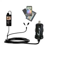 Gomadic Multi Port Mini DC Auto / Vehicle Charger compatible with Coby CAM5002 SNAPP Camcorder - One Charger with connections for two devices using upgradeable TipExchange