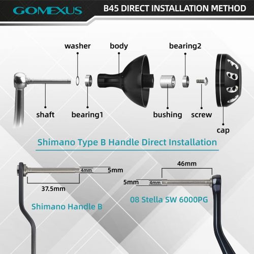  [아마존베스트]Gomexus Crank Knob Fishing Reel for Shimano Saragosa SW Spheros SW Biomaster SW Twin Power SW Stradic FK 5000 Spinning Reel Knob Direct Drilling Installation for Daiwa BG Penn Spin