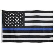 GoneBlue 1 Thin Blue Line Flag - Police Officer Support 3X5 Foot with Embroidered Stars and Sewn Stripes American Flag (Free Shipping)