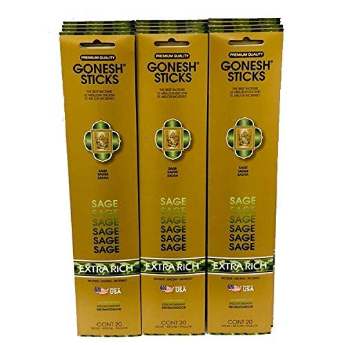  인센스스틱 Gonesh Incense Sticks Extra Rich Collection: Sage 12 Pack (20 Sticks/Pack)