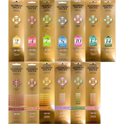  인센스스틱 Gonesh Incense Sticks, Combo Set of Super 13 Variety Pack, 20 Sticks each pack - Total 260 Sticks