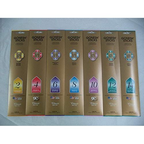  인센스스틱 Gonesh 2 4 6 8 10 12 14 Incense Sampler 20 Sticks X 7 Packs (140 Stick)