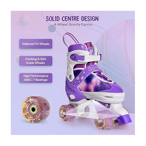  Gonex Roller Skates for Girls Kids Boys Women with Light up Wheels and Adjustable Sizes for Indoor Outdoor