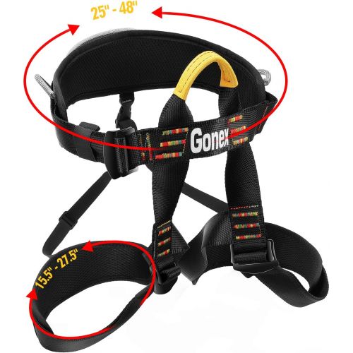  [아마존베스트]Gonex Rock Climbing Harness, Tree Climbing Rope Adjustable Mountaineering Rappelling Safe Seat Belts for Men Women