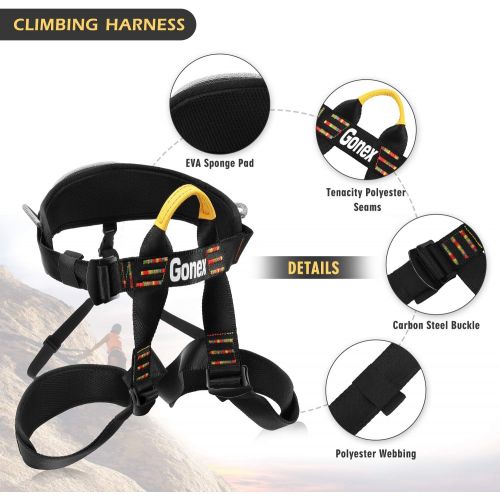  [아마존베스트]Gonex Rock Climbing Harness, Tree Climbing Rope Adjustable Mountaineering Rappelling Safe Seat Belts for Men Women