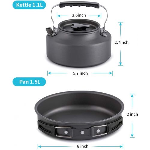  Gonex 21pcs Camping Cookware Mess Kit, Outdoor Cookware Set, Durable Portable Non Stick Pan Pot, Backpacking Gear & Outdoors Cooking Equipment for Camping, Hiking and Picnic, Free