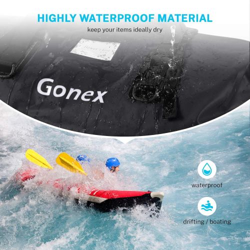  Gonex 60L 80L Extra Large Waterproof Duffle Travel Dry Duffel Bag Heavy Duty Bag with Durable Straps & Handles for Kayaking Paddleboarding Boating Rafting Fishing