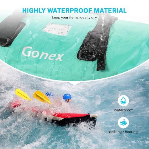  Gonex 60L 80L Extra Large Waterproof Duffle Travel Dry Duffel Bag Heavy Duty Bag with Durable Straps & Handles for Kayaking Paddleboarding Boating Rafting Fishing