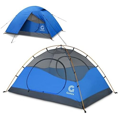  Gonex Lightweight 2/4 Person Camping Tent, Waterproof Backpacking Tent, Double Layer Dome Tent with Aluminum Poles, Easy Set-Up