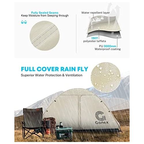  Gonex Lightweight 2/4 Person Camping Tent, Waterproof Backpacking Tent, Double Layer Dome Tent with Aluminum Poles, Easy Set-Up