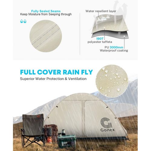  Gonex Lightweight 2/4 Person Camping Tent, Waterproof Backpacking Tent, Double Layer Dome Tent with Aluminum Poles, Easy Set-Up