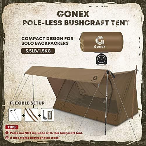  Gonex Lightweight 1 Person Backpacking Tent, 3.5LB Bushcraft Tent with Canopy, Waterproof Trekking Pole Tent, Single Person Camping Shelter for Scouts, Hiking Tent, Survival Tent