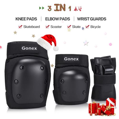  Gonex Skateboard Elbow Pads Knee Pads with Wrist Guards, Skate Pads for Kids Youth Adult 3 in 1 Protective Gear Set for Skateboarding Skating Cycling Biking Bicycle Scooter