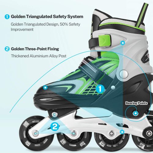  Gonex Inline Skates for Girls Boys Kids, Adjustable Skates Outdoor Blades Inline Roller Skates for Children Teens Women with Light Up Wheels for Indoor Outdoor Backyard Skating