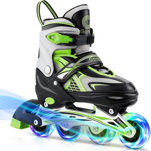  Gonex Inline Skates for Girls Boys Kids, Adjustable Skates Outdoor Blades Inline Roller Skates for Children Teens Women with Light Up Wheels for Indoor Outdoor Backyard Skating