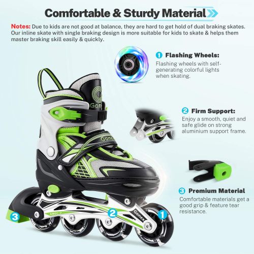  Gonex Inline Skates for Girls Boys Kids, Adjustable Skates Outdoor Blades Inline Roller Skates for Children Teens Women with Light Up Wheels for Indoor Outdoor Backyard Skating