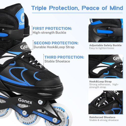  Gonex Adjustable Inline Skates for Kids and Adults - Roller Skates with Light Up Wheels, Outdoor Roller Blades Fun Illuminating for Boys and Girls Beginner