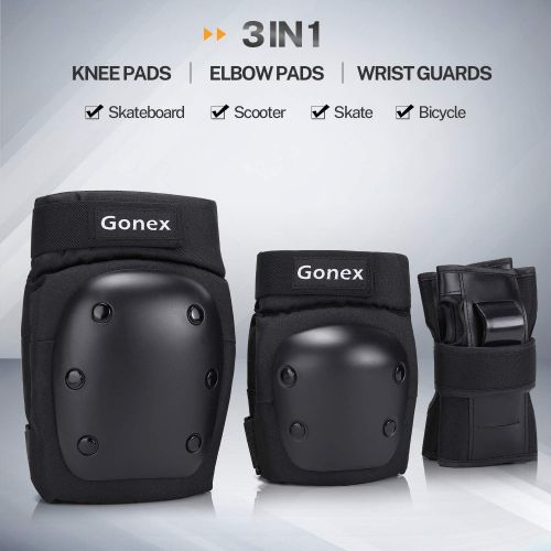  Gonex 31 x 8 Inch Skateboard with Size M Skateboard Elbow Pads Knee Pads with Wrist Guards