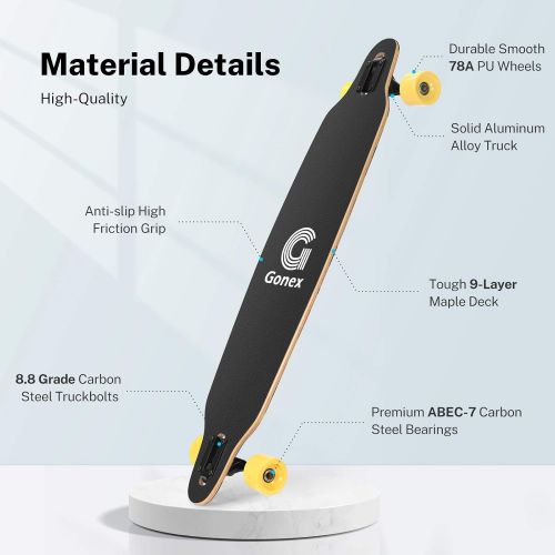  Gonex Longboard Skateboard, 42 Inch Drop Through Long Board Complete 9 Ply Maple Cruiser Carver for Girls Boys Teens Adults Beginners