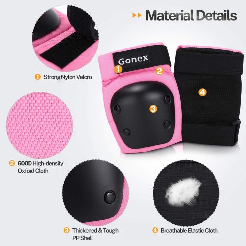  Gonex Kids/Youth/Adult Elbow Pads Knee Pads Wrist Guards with Storage Bag, 3 in 1 Protective Gear Set for Skateboard Roller Skate Cycling Biking Bicycle Scooter