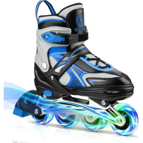  Gonex Inline Skates for Girls Boys Kids, Adjustable Skates Outdoor Blades Inline Roller Skates for Children Teens Women with Light Up Wheels for Indoor Outdoor Backyard Skating