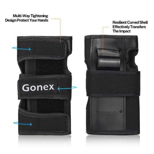  Gonex Skateboard Elbow Pads Knee Pads with Wrist Guards, Skate Pads for Kids Youth Adult 3 in 1 Protective Gear Set for Skateboarding Skating Cycling Biking Bicycle Scooter, Black