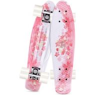 Gonex 22 Inch Skateboard for Girls Boys Kids Beginners, Mini Cruiser Skateboard Plastic Skateboard Complete for Teens Youths